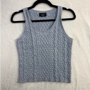 Vici M Blue Cable Knit Tank Top Retro Preppy Cottage Quiet Luxury Minimalist Y2K